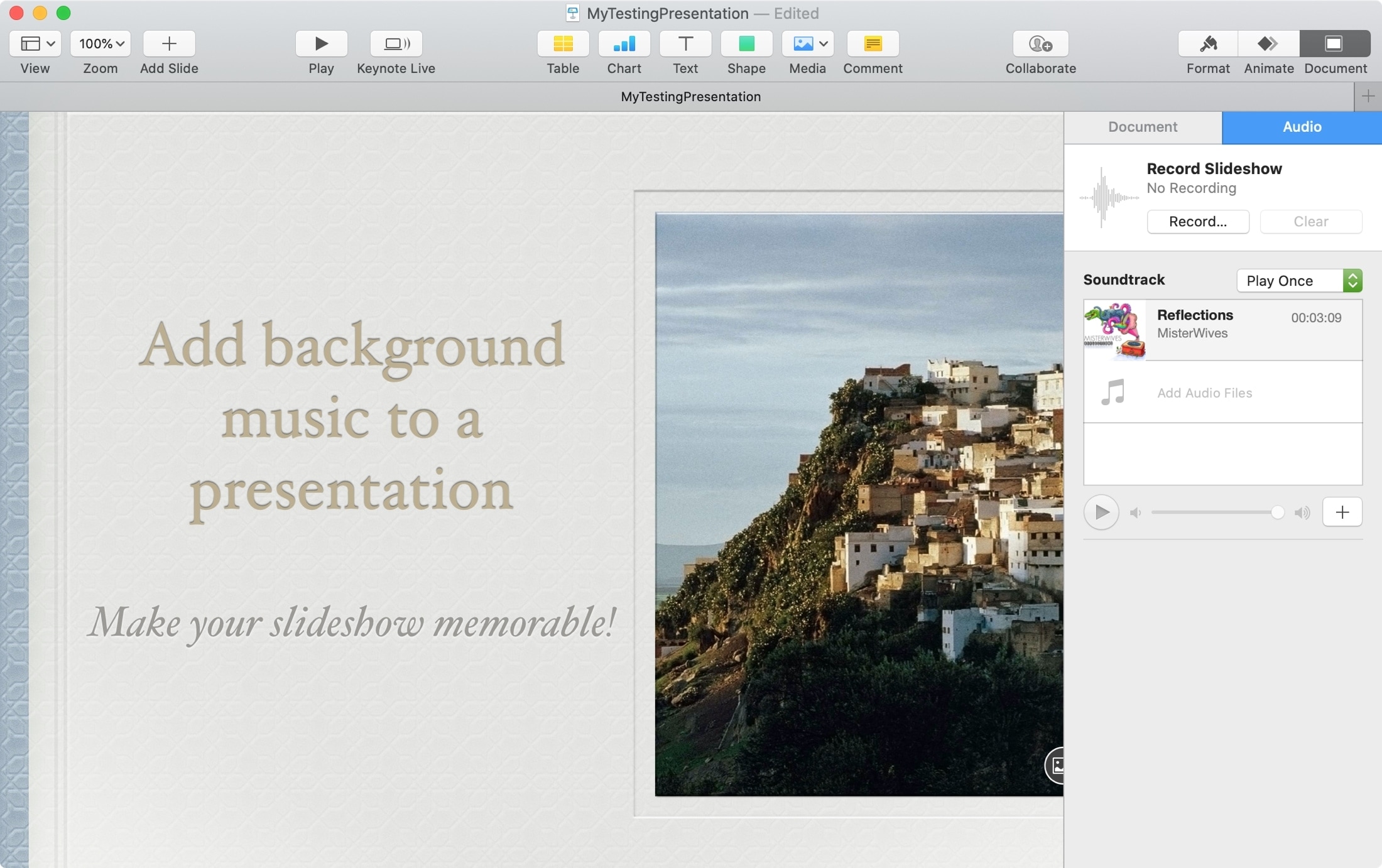 fade music in powerpoint for mac